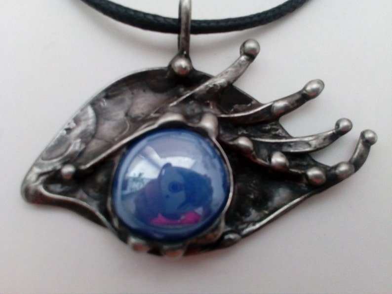 Blue eye pendant. Stained glass Jewelry. Blue Necklace Etsy