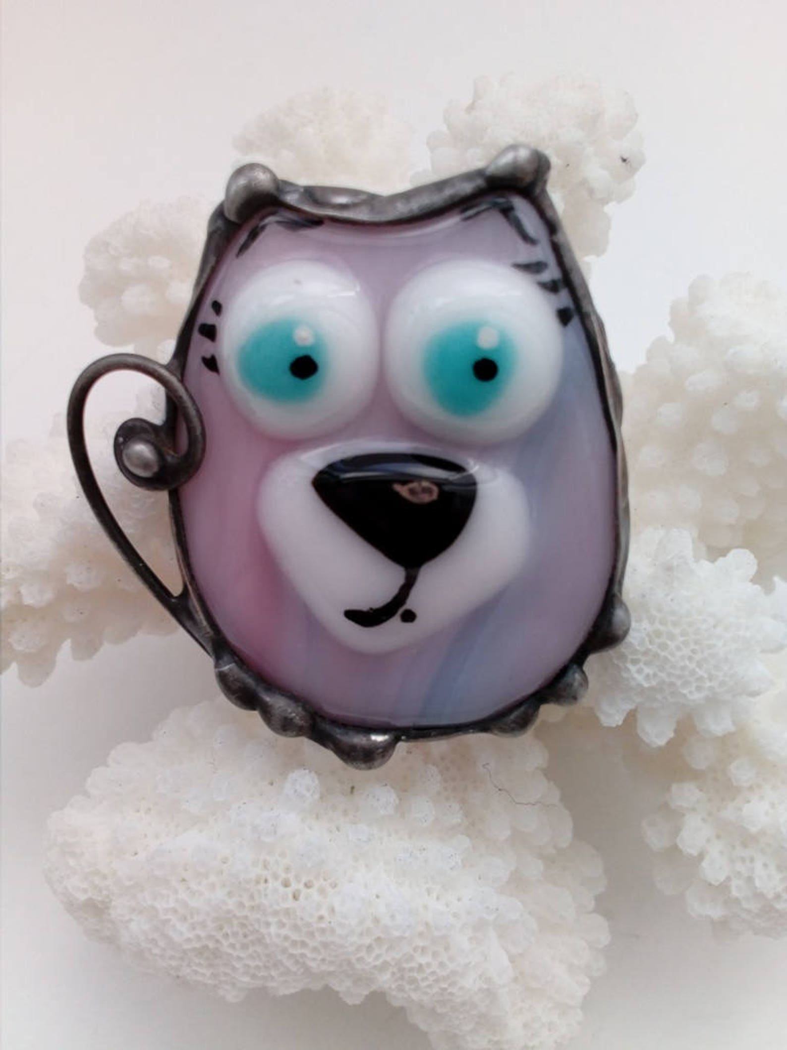 Stained glass brooch. Cats brooch. Stained glass jewelry. Etsy