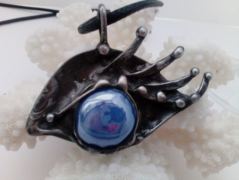 Blue eye pendant. Stained glass Jewelry. Blue Necklace Etsy