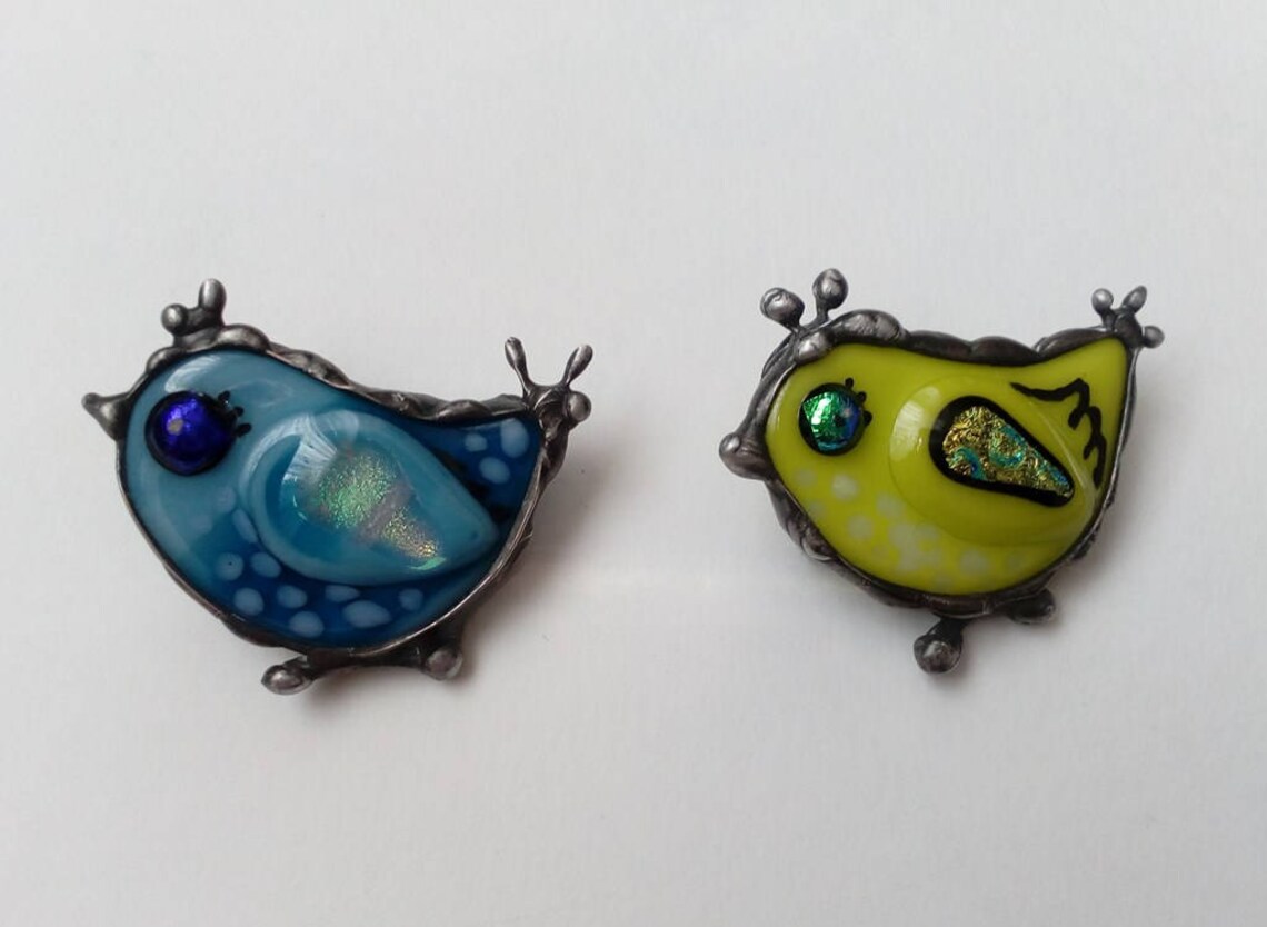 Stained glass brooch. Bird brooch. Stained glass jewelry. Etsy