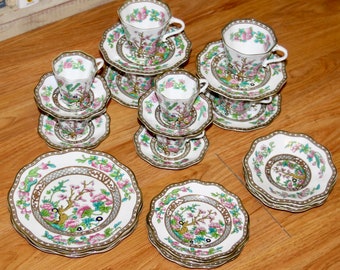 Antique Coalport Indian Tree Pattern 28 Piece Bone China Set.  Free Shipping!!