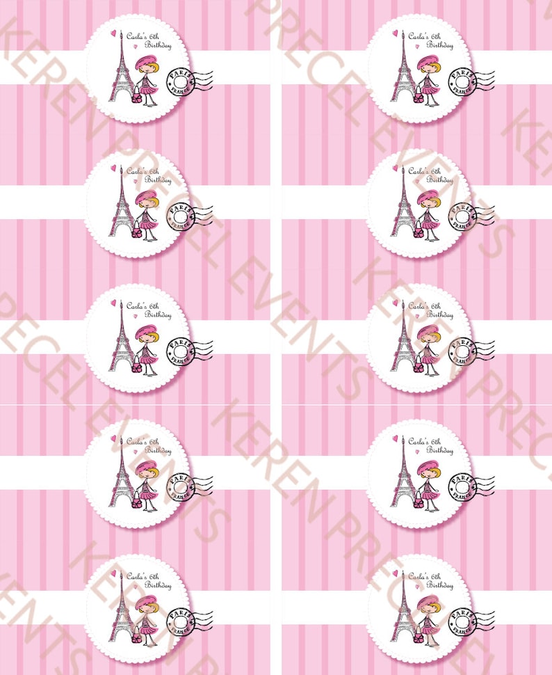 Afternoon in Paris Party Theme Water Bottles Labels | Etsy