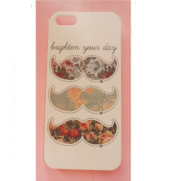 Iphone 5 Mustache White and Floral Phone Case