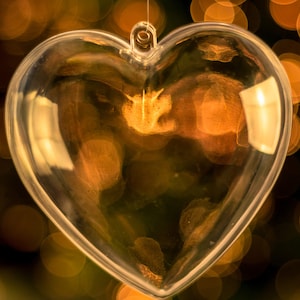 x10 Heart Shaped Empty Fillable Clear Baubles Christmas Decorations 100mm Ornamen1