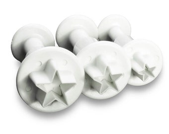 Conjunto de cortador de êmbolo de fondant estrela 3 peças de açúcar artesanato bolo decoração de cozimento