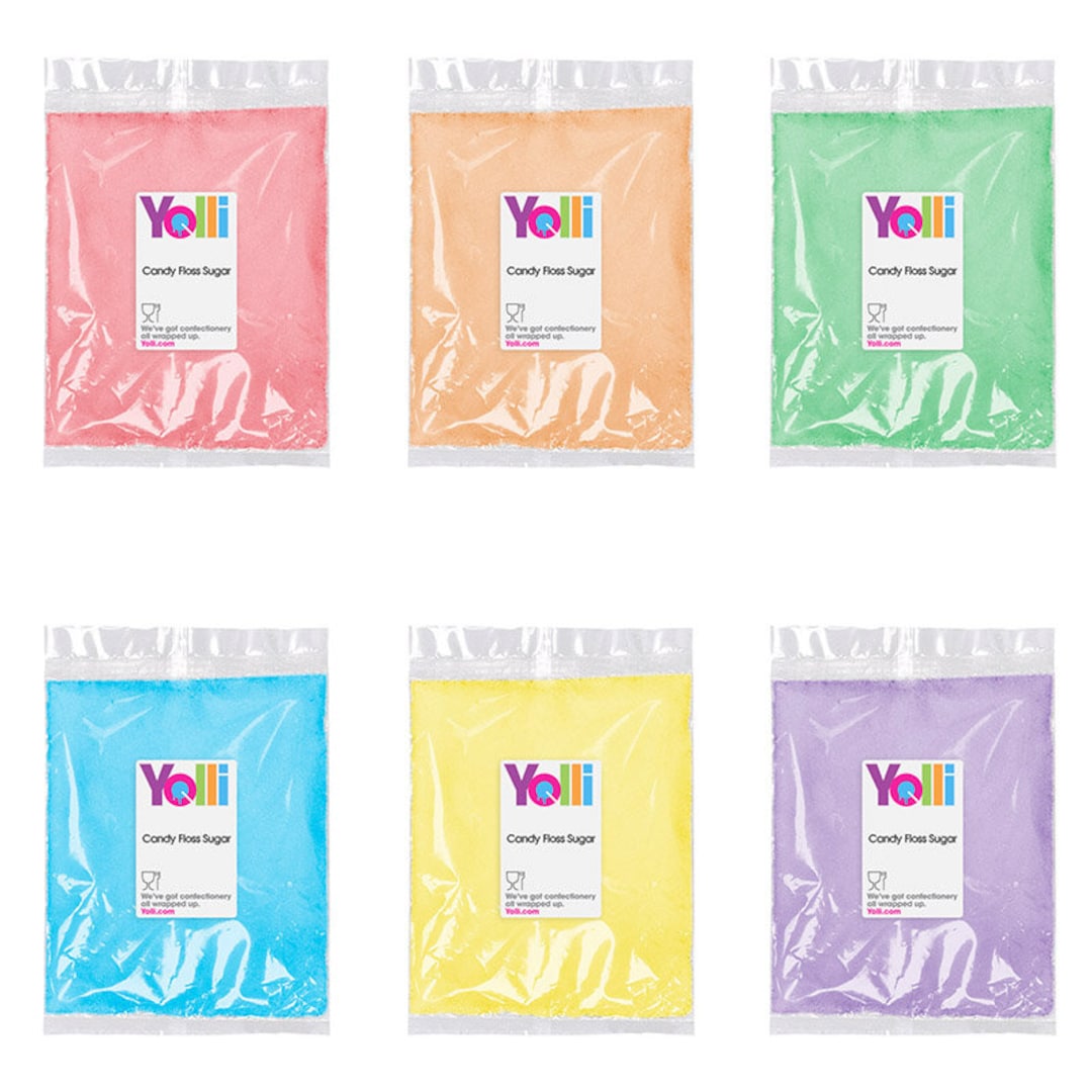 Candy Floss Sugar 100g Multiple Choice Colours, Flavours and Sticks for