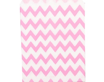 Paper Sweet Bags x25 - Pink Chevron Pattern White