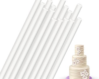 Yolli Plastic Cake Dowels for Tiered Cakes -8inch or 12inch - Baking Rod Cake Stand Sticks for Tiered Cake Construction and Stacking Support