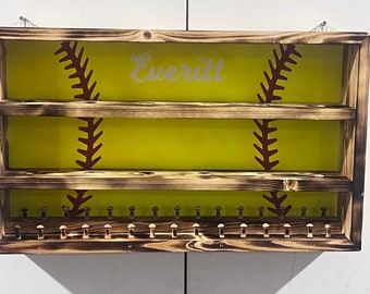Personalized Baseball Ring Display, Laser Engraved Trophy & Ball Holder