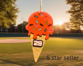 Custom Baseball Bag Tag: Ice Cream Cone Sports Swag
