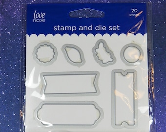 Juego de sellos transparentes y troqueles FLOWER, SENTIMIENTOS, Love Nicole