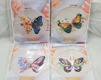 BUTTERFLY Embroidery DIY Art Kits, Choose ONE