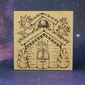 SCHOOL HOUSE, Mounted Rubber Stamp, Whipper Snapper