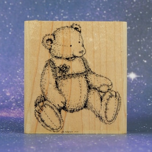 OSO DE PELUCHE, sello de goma montado en madera, Stampin' Up!