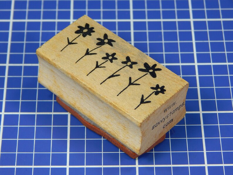 Mounted Rubber Stamp by Savvy Stamps ROW OF FLOWERS