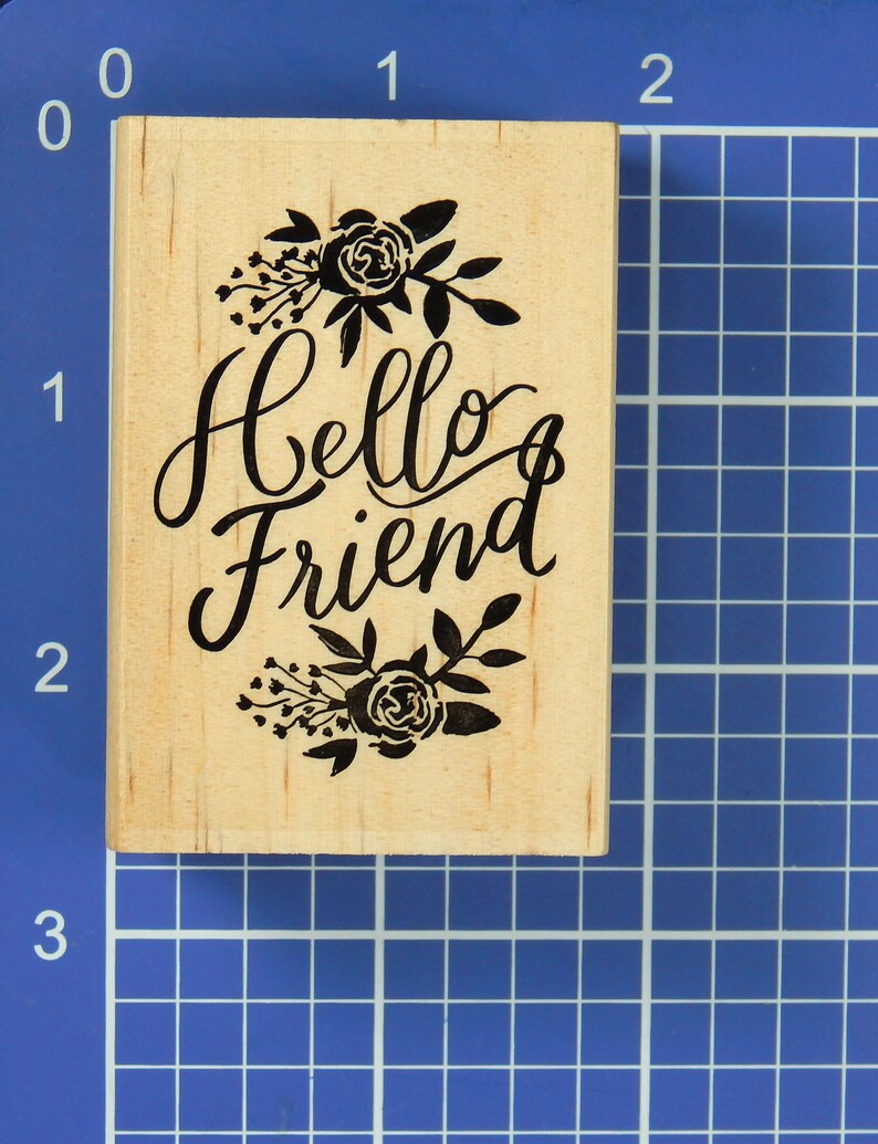 Mounted Rubber Stamp by Recollections HELLO FRIEND