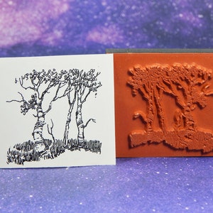 BERKENBOMEN, met schuimrubber bevestigde rubberen stempel, Stampin' Up!