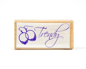 TRENDY EARRINGS, Wood Mounted Rubber Stamp, Studio18
