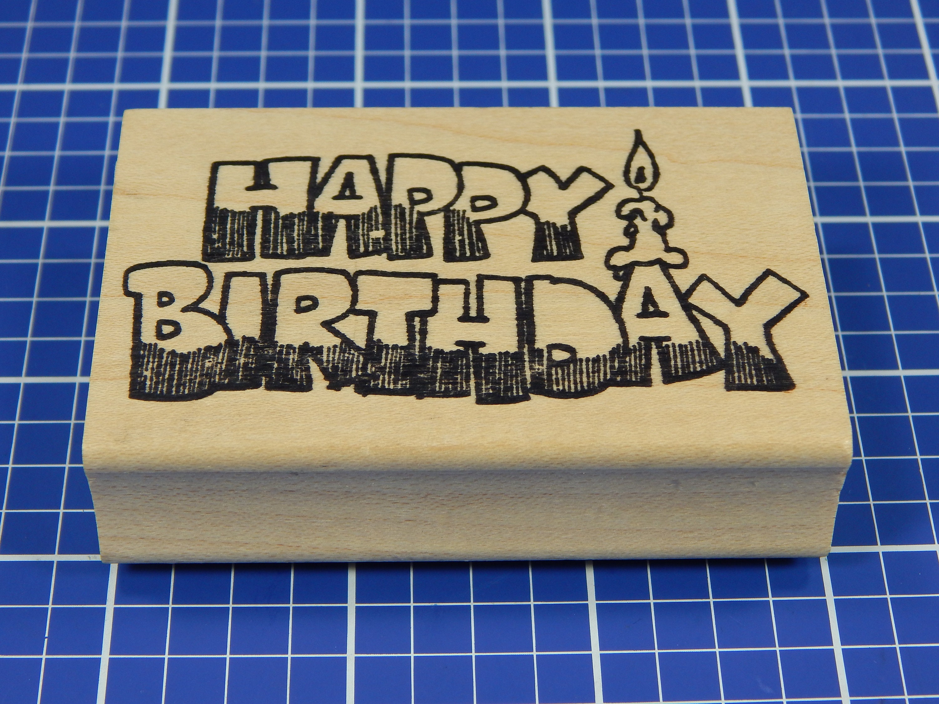 HAPPY BIRTHDAY Rubber Stamp by Stamp Mill Etsy