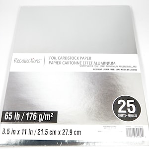 RECUERDOS, papel cartulina con acabado en lámina de plata, 8,5 x 11