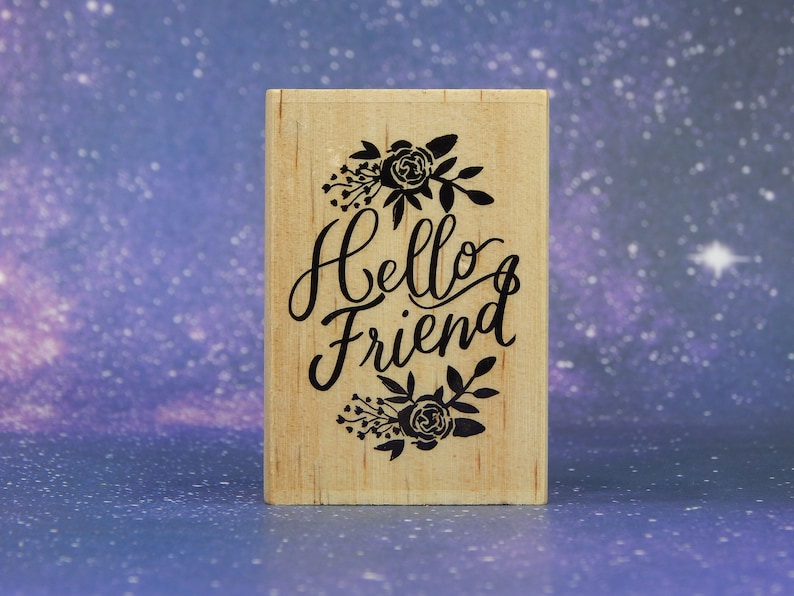 Mounted Rubber Stamp by Recollections HELLO FRIEND