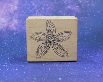 Five Petal FLOWER, Mounted Rubber Stamp, Magenta