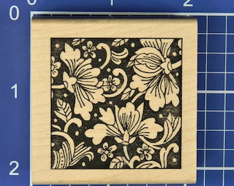 FLOWERS, Wood Mounted Rubber Stamp, Paper Parachute