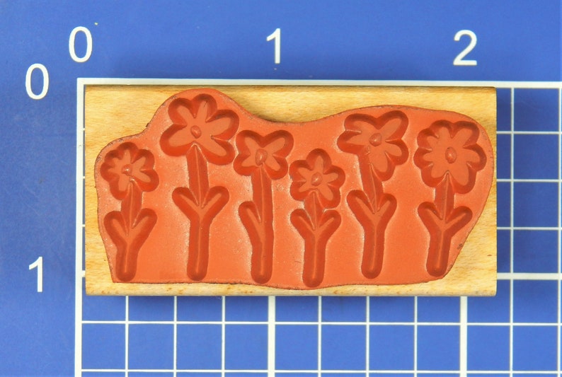 Mounted Rubber Stamp by Savvy Stamps ROW OF FLOWERS