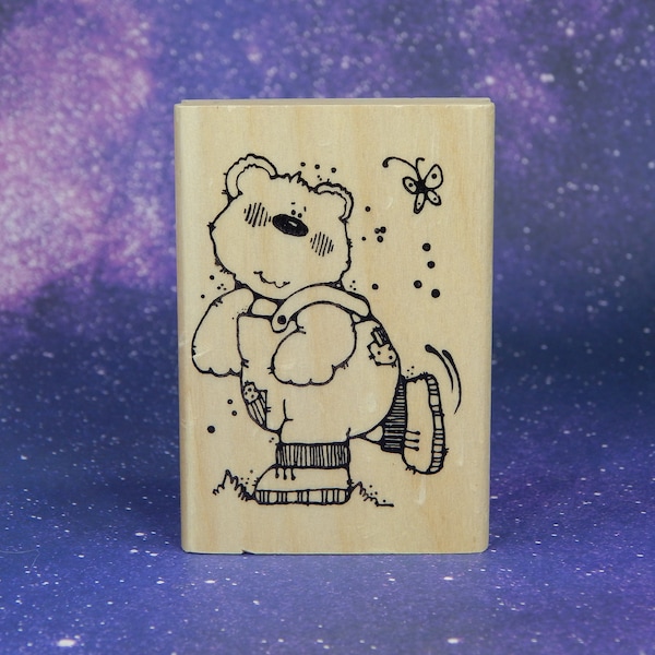 BEAR, Wood Mounted Rubber Stamp, Hooks Lines Inkers