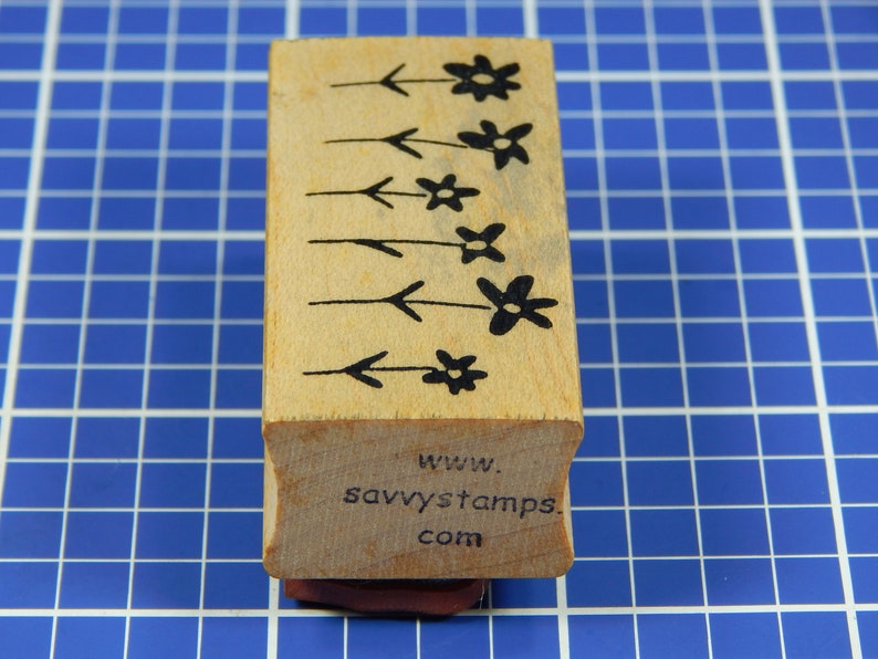 Mounted Rubber Stamp by Savvy Stamps ROW OF FLOWERS