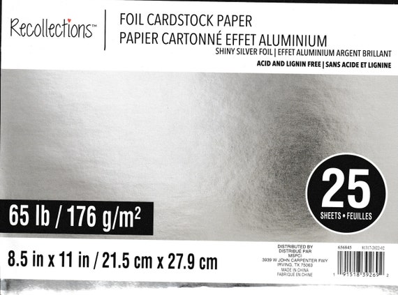 RECOLLECTIONS, SILVER FOIL Cardstock Paper, 8.5 X 11 - Etsy