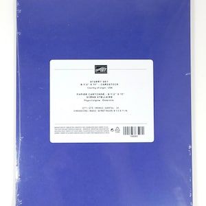 May include: A pack of Starry Sky cardstock paper, measuring 21.6 x 27.9 cm. The paper is a deep blue colour and is wrapped in clear plastic. The label includes the text "STARRY SKY" and "CARDSTOCK".