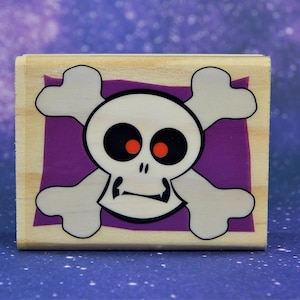 SKULL and CROSSBONES, Mounted Rubber Stamp, Nicole