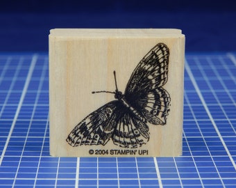 BUTTERFLY, timbro di gomma montato su legno, timbrato!