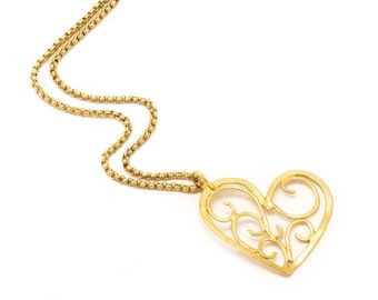 Collier coeur en or, collier en or filigrane, pendentif coeur celtique, cadeau bijoux femme, bijoux coeur Saint Valentin, cadeau bijoux romantiques