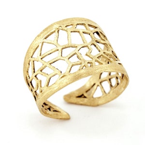 Filigree Gold Ring, Lace Ring, Geometric Gold Ring, Adjustable Statement Ring, Love Gifts for Her, Women Anniversary Gift, Wife jewelry Gift