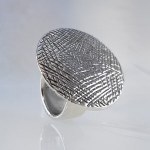 Flat Top Sterling Silver Statement Boho Ring, Electroforming Unique Handcrafted piece of jewelry image 2