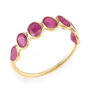 18K Gold Ruby Ring, Dainty Gemstones Ring, Eternity Gold Ring, July Birthstone Ring, Natural Ruby Ring, Gold Engagement Ring, Everyday Ring