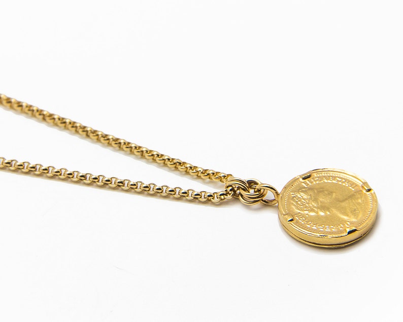 boho chic long chain necklace with a coin gift idea for her Long Gold coin necklace