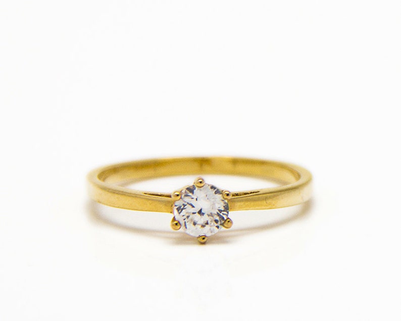 Free Shipping A solitaire engagement ring gold ring zircon ring- Minimalist style