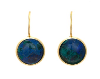 Azurite-Malachite Earrings, Colorful Gemstone Earrings, Gold Post Earrings, Goldfilled Hook Earrings, Howlite Earrings, Gemstone Earrings
