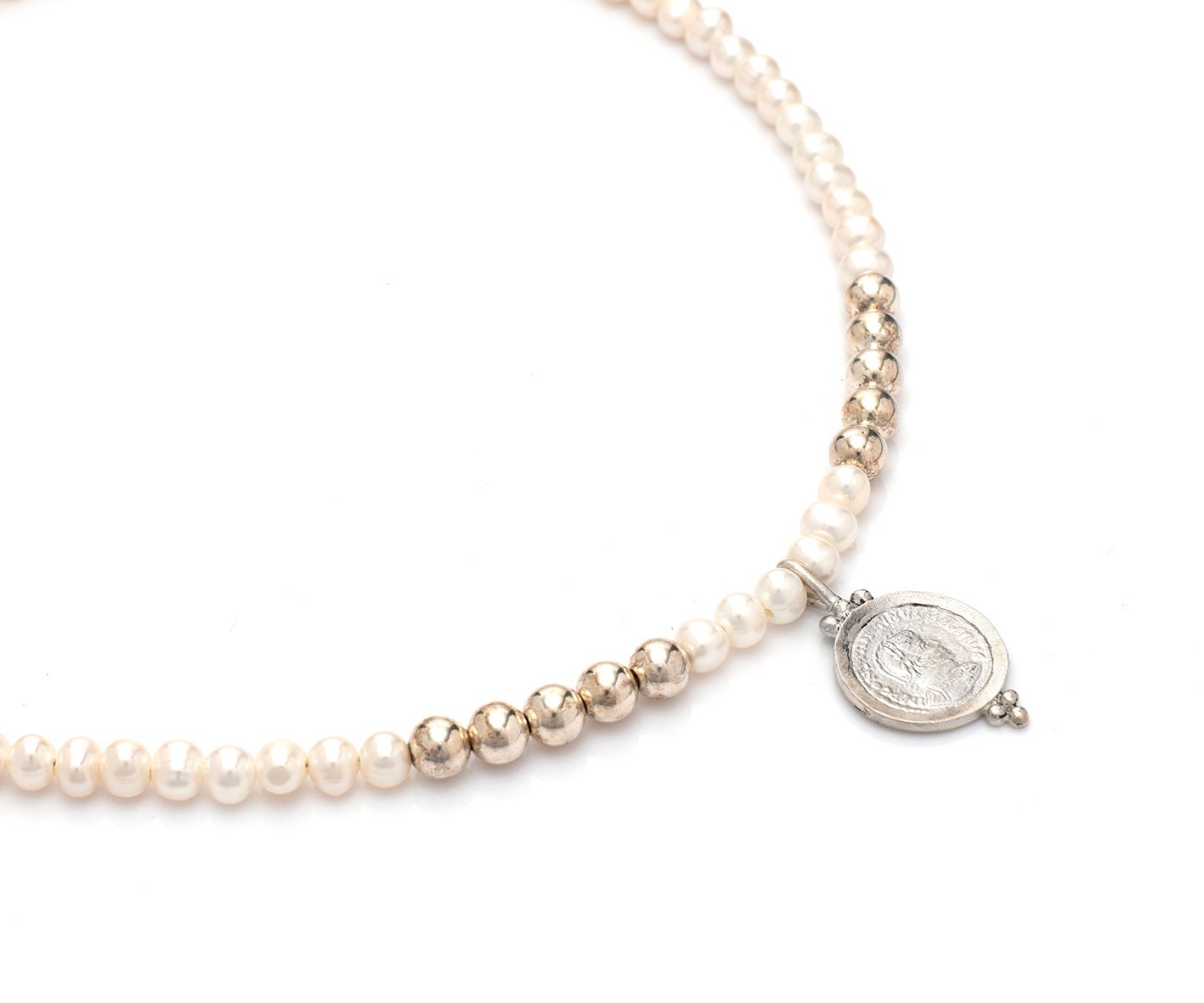 Filo di perle decorative per Natale, Avvento, matrimoni e per la tavola, bobina da 2, 10 e 30 m con perle da 4 mm, argento, 2 m