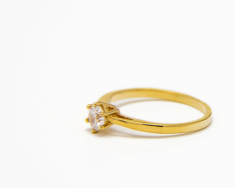 Free Shipping A solitaire engagement ring gold ring zircon ring- Minimalist style