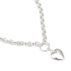 Sterling silver chunky big heart lock pendant chain necklace for women image 3