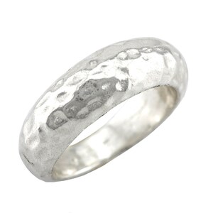 Hammered Sterling Silver Wedding Band: Minimalist Wide Ring