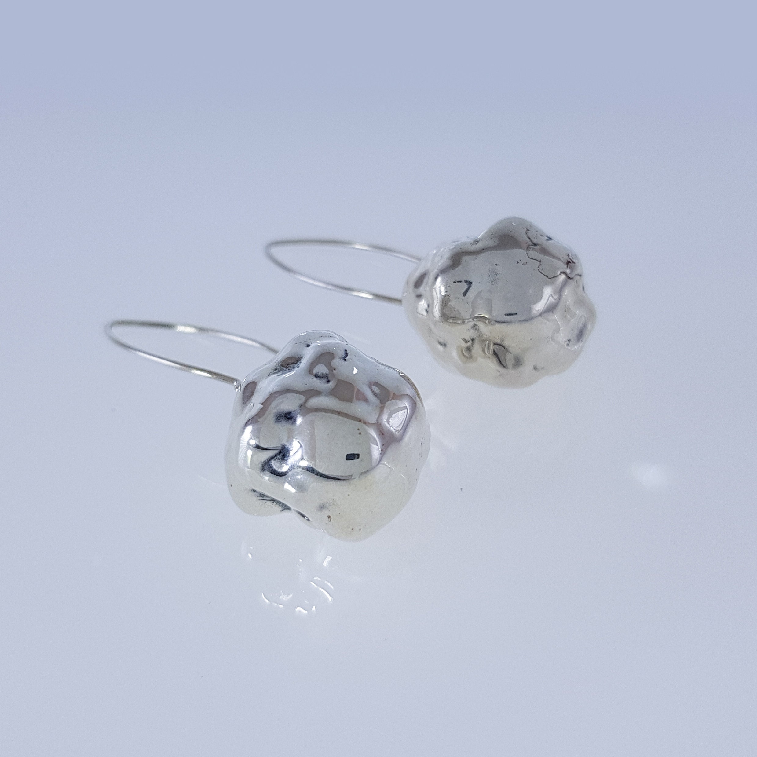 Silver Ball Drop Earrings Dangling Earrings Round 925 Silver Etsy
