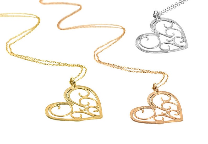 Silver Heart Pendant Necklace Big Heart Pendant Necklace Etsy