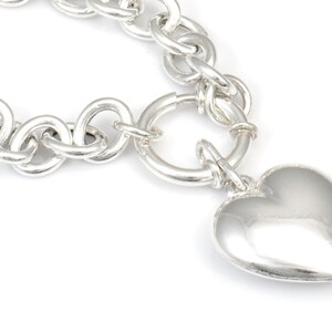 Sterling silver chunky big heart lock pendant chain necklace for women image 6