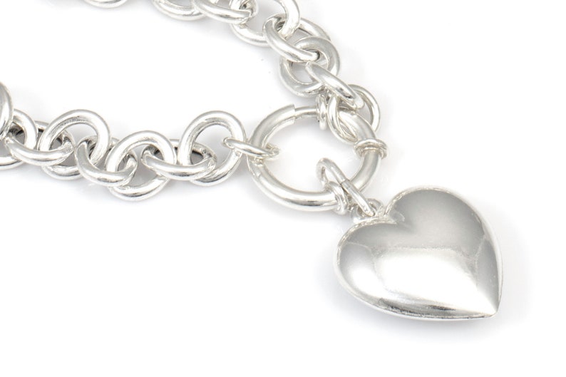 Sterling Silber chunky große Herz Verschluss Anhänger Kette Halskette für Frauen Bild 6