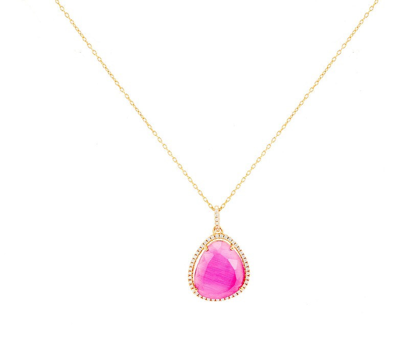 Rose Quartz Drop Shape Pendant Necklace Anniversary Gift Free